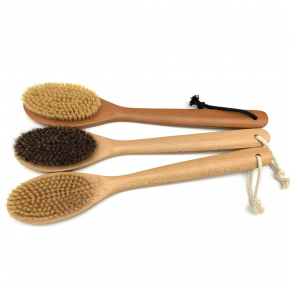 Long handle Bended Beechwood Bath Body Dry Brush  - 副本